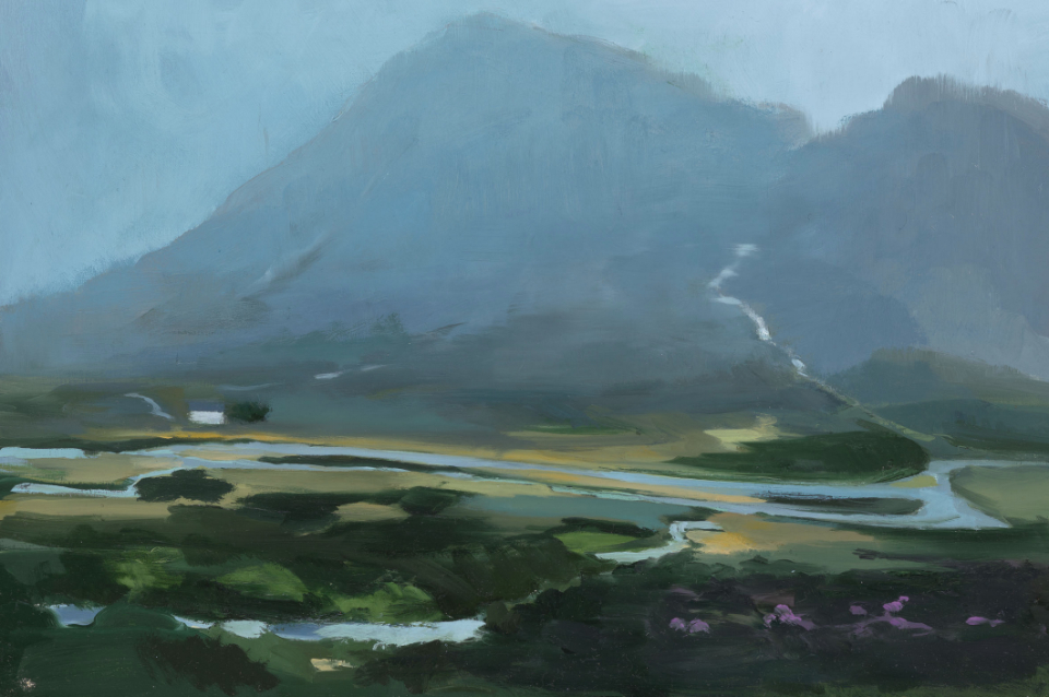 Nikola - Glen Coe, Fog & Heather, 2021-2023 Öl auf Holz, 30 x 40 cm_1